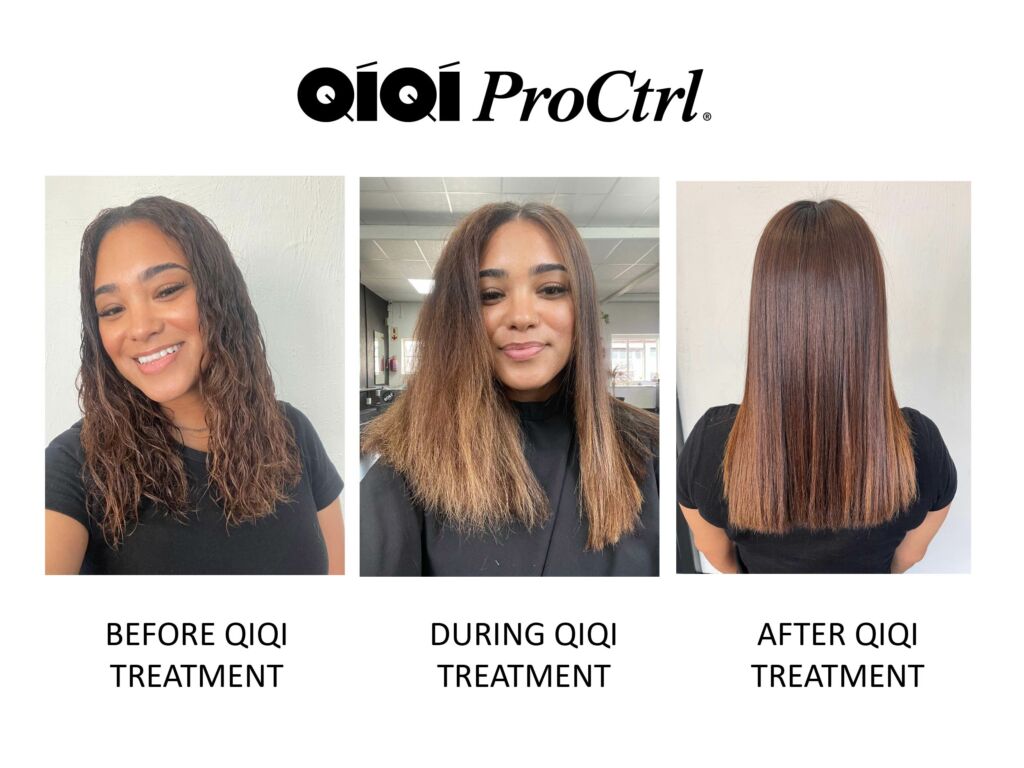 QiQi smoothing treatment results — before and after, Partners Hair Cape Town