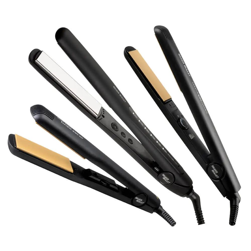 Silver Bullet Hair Straighteners in various sizes and designs for effortless styling.