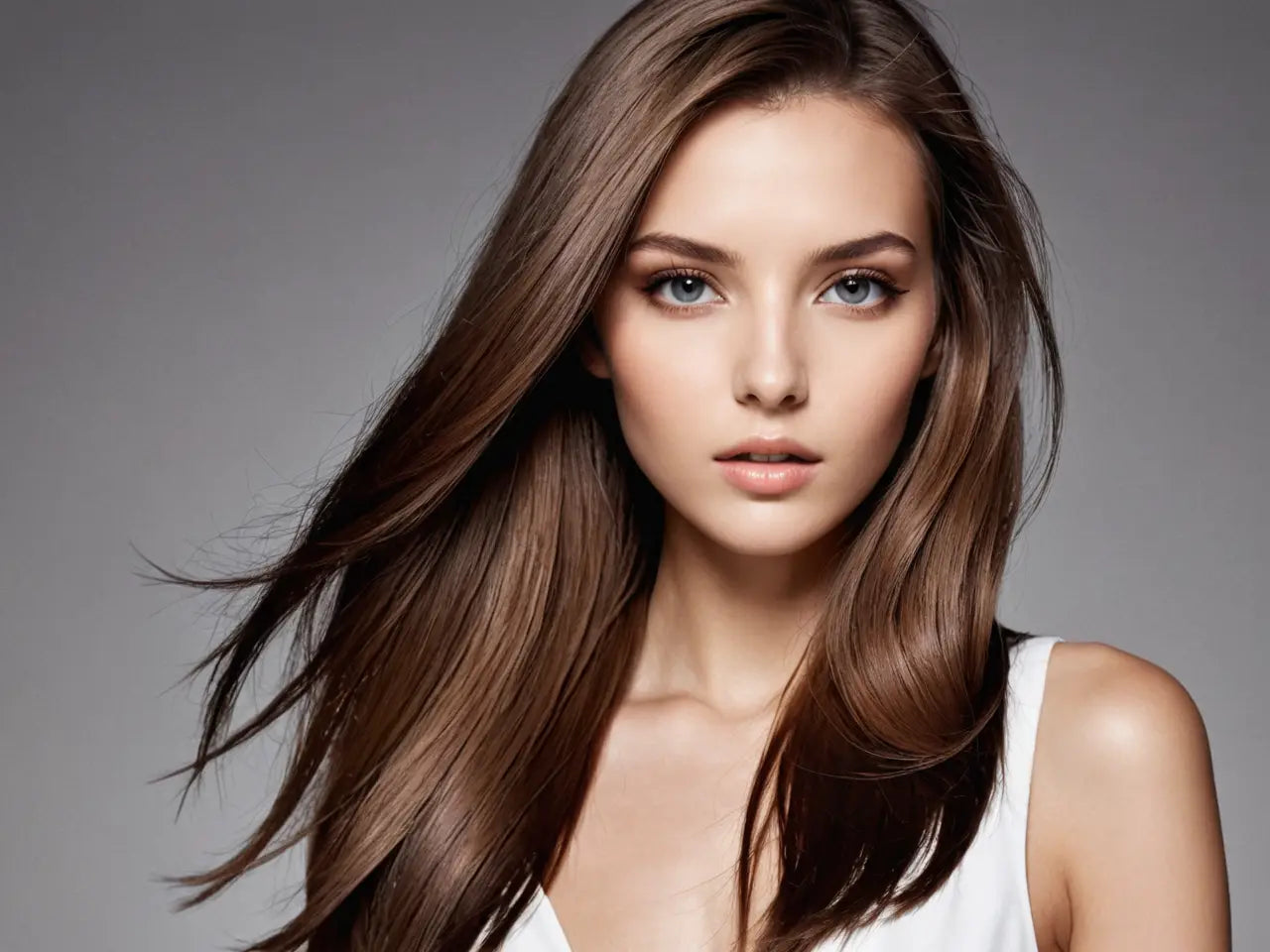 Young woman showcasing silky smooth hair from Japanese silk treatments.