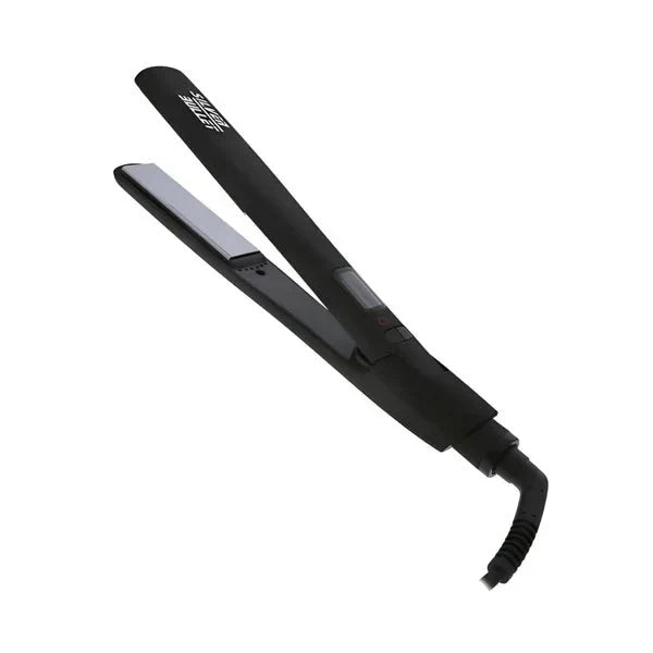 Silver Bullet Lightning Titanium Straightener with black handle and ceramic plates.