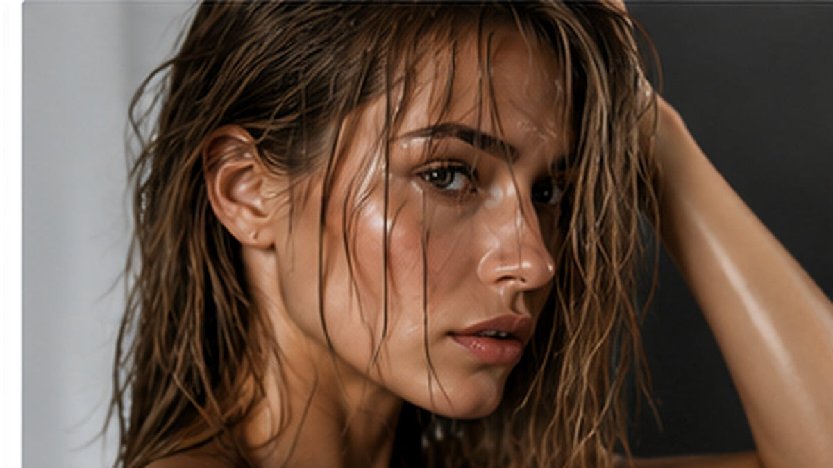 Close-up of wet stressed hair, illustrating visible signs of hair damage and repair needs.