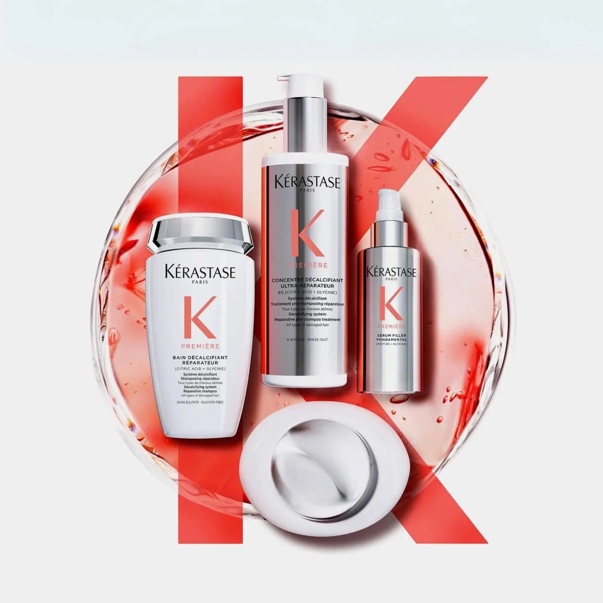 Kérastase Premiere hair care products combating hard water and calcium build-up.