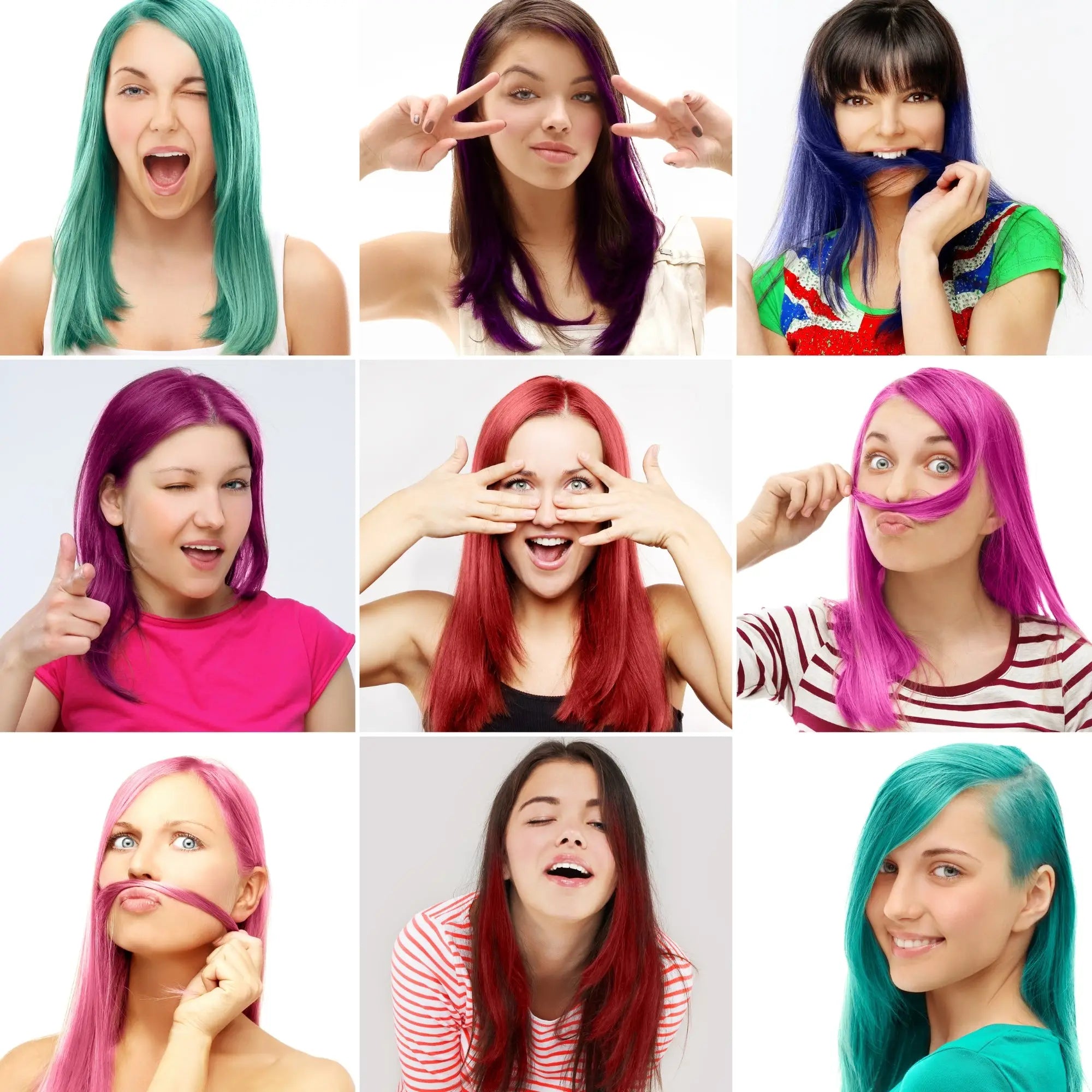 Collage of women with vibrant hair and playful expressions showcasing Kerastase Chroma Absolu.