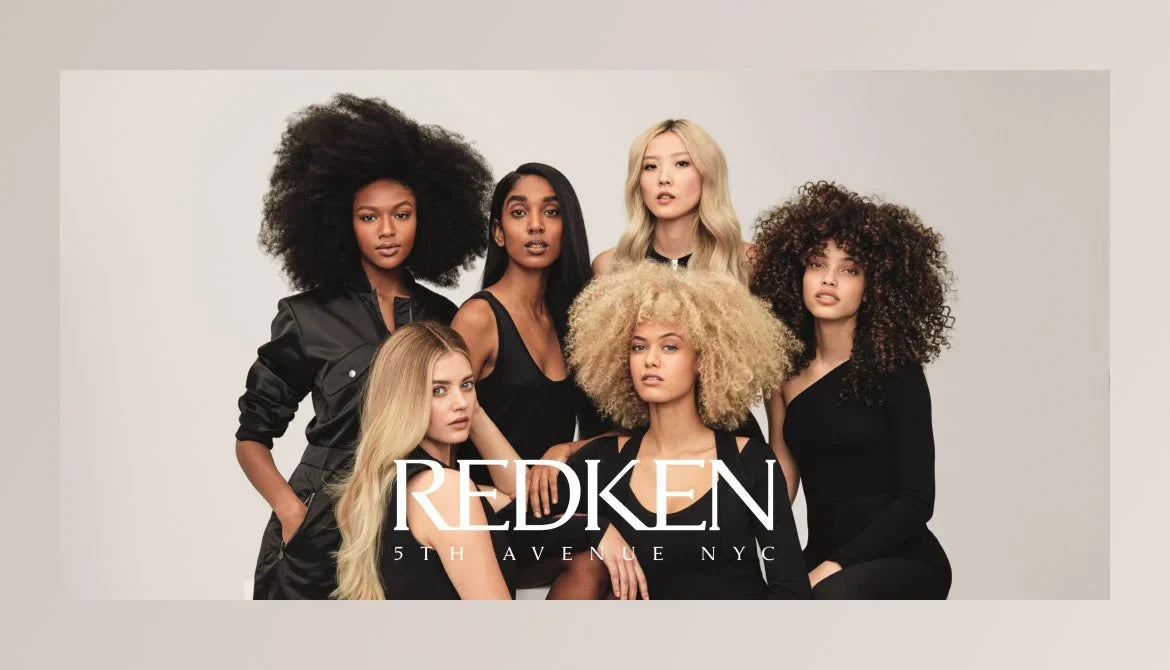 Diverse women with various hair textures showcase Redken Acidic Bonding products.