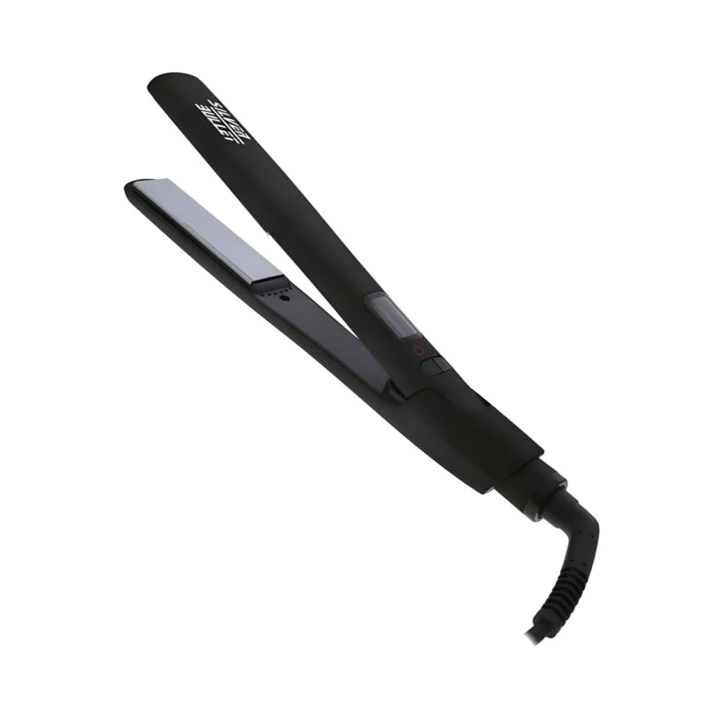 Black hair straightening iron showcasing Ionic Technology for perfect styling results.