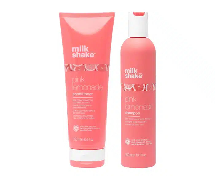 Pink Hair Care Products from Milkshake Pink Lemonade collection displayed on a shelf