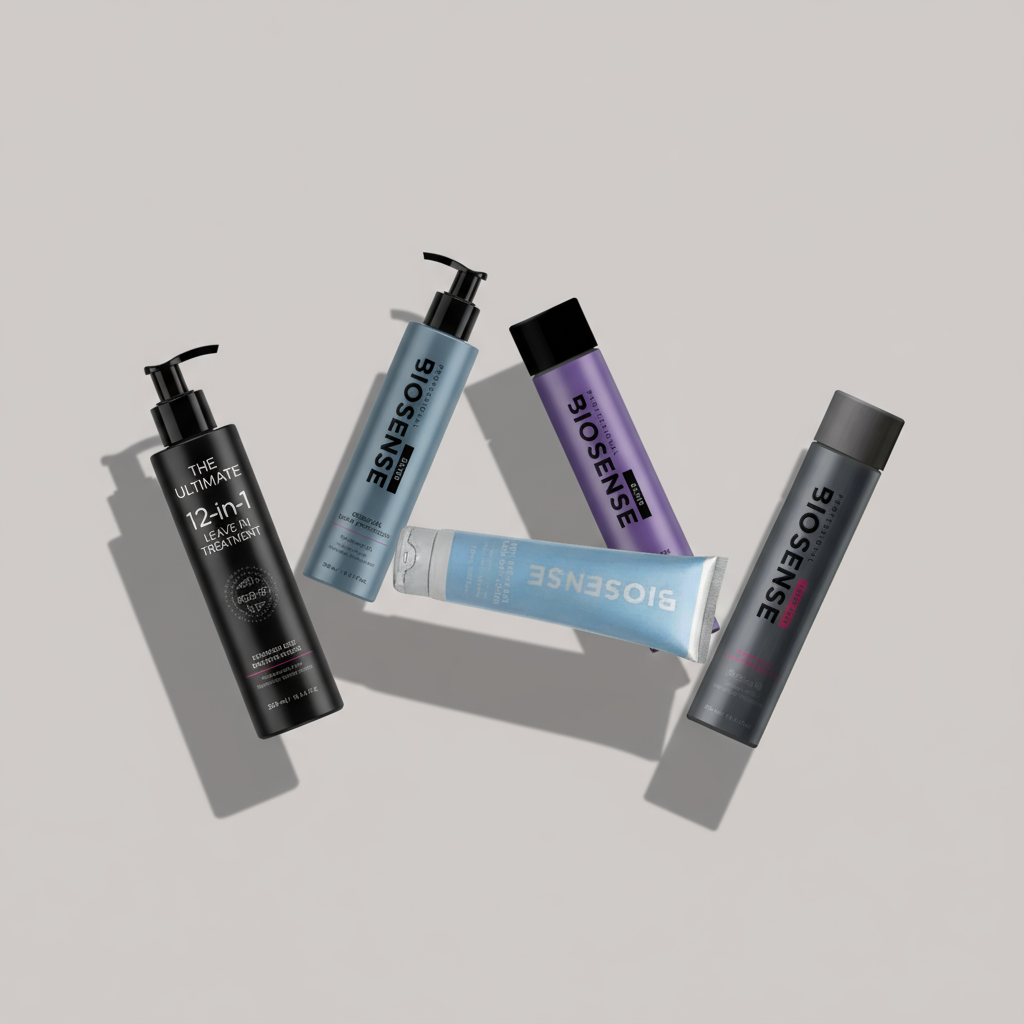 Biosense natural hair care products including leave-in treatments, heat protection, shampoos and styling creams