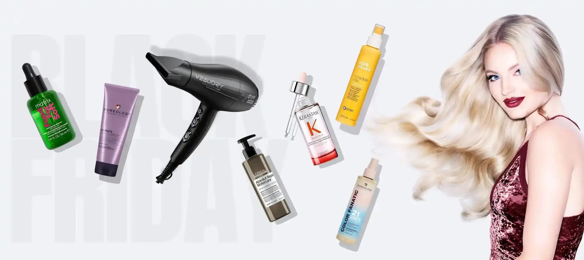 Professional hair care products and styling tools from top salon brands