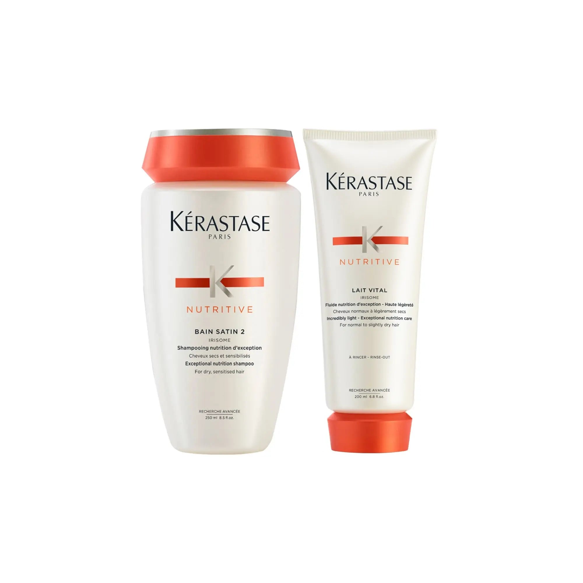 End-of-Range Kérastase Nutritive shampoo and conditioner by L’Oréal Professionnel.