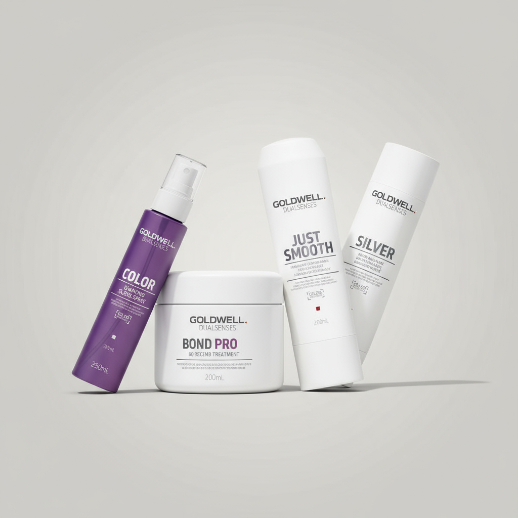 Goldwell professional salon hair care products including treatments, shampoos, conditioners and styling sprays