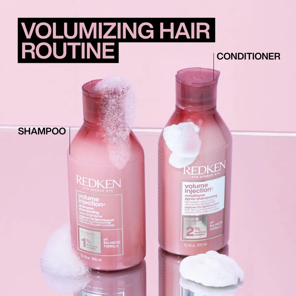 Redken volumizing hair products in a collection labeled Hair Conditioner
