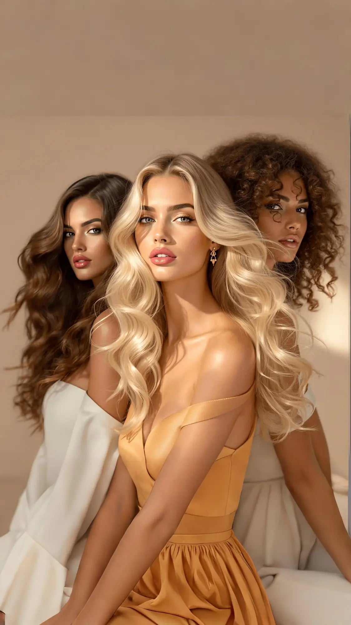 Three women with beautifully styled hair showcasing premium Haircare products from Hannon Fanola Schwarzkopf