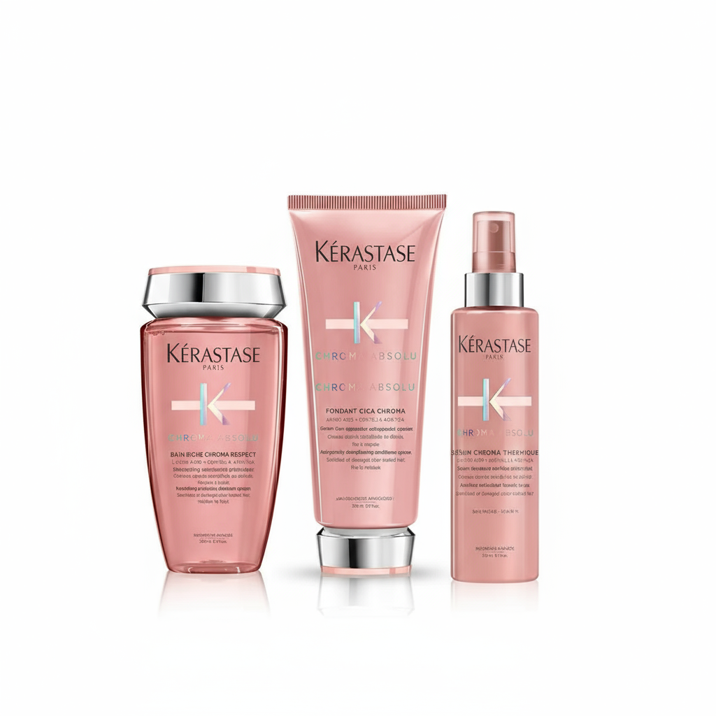 Promotional banner for Kérastase Chroma Absolu with complimentary item on purchase.
