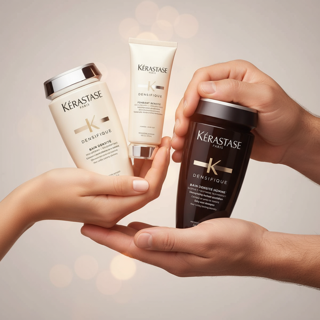 Black shampoo bottle from Densifique Kerastase Hair Care for Thinning Hair collection