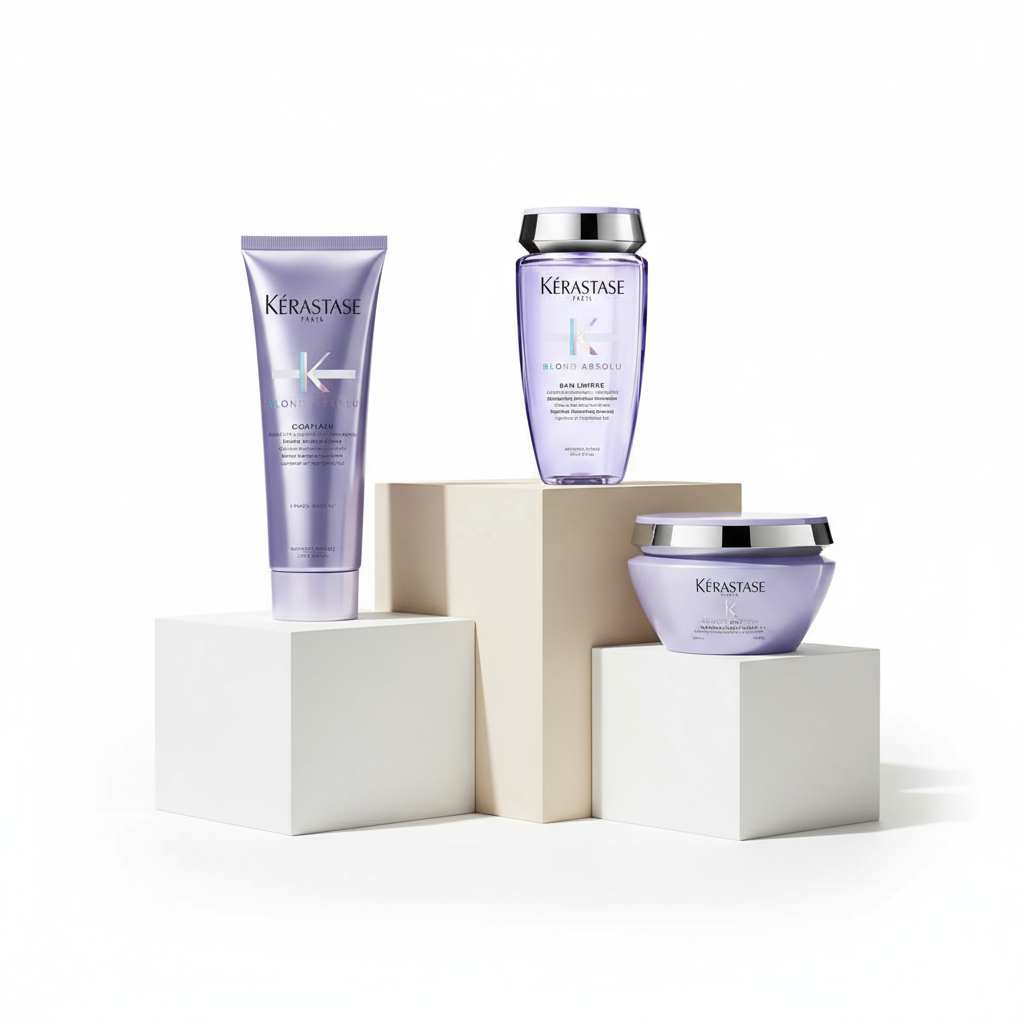 Kérastase for colored hair collection - color-protecting conditioner, shampoo and purple mask for vibrant color-treated hair