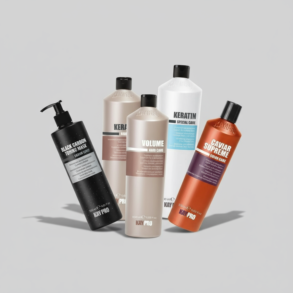 Kaypro professional Italian hair care products including toning masks, volume shampoo, keratin shampoo and caviar supreme shampoo