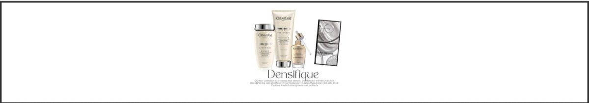 Collection of Kérastase Densifique hair care products, including conditioner.