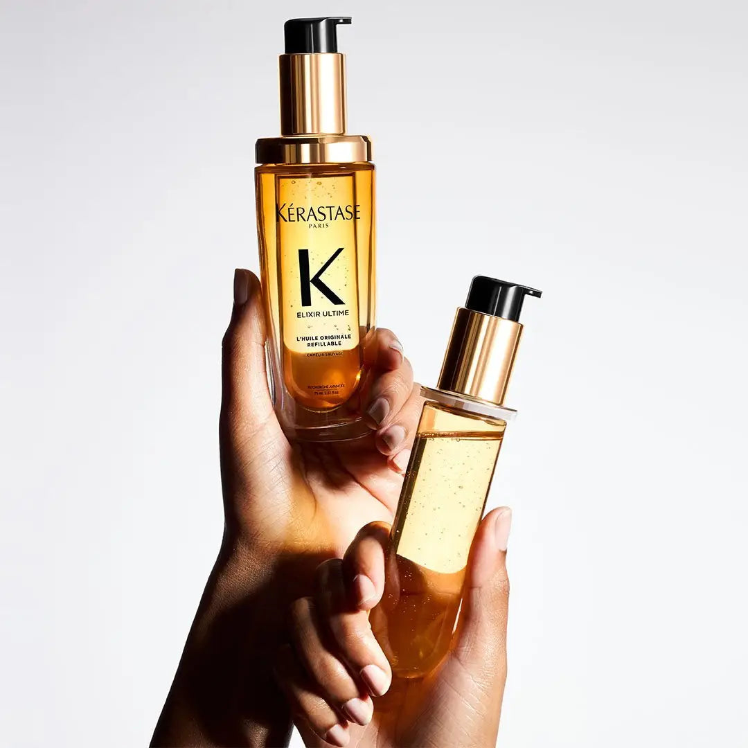 Golden bottle of Elixir Ultime hair oil from Kerastase Elixir Ultime collection
