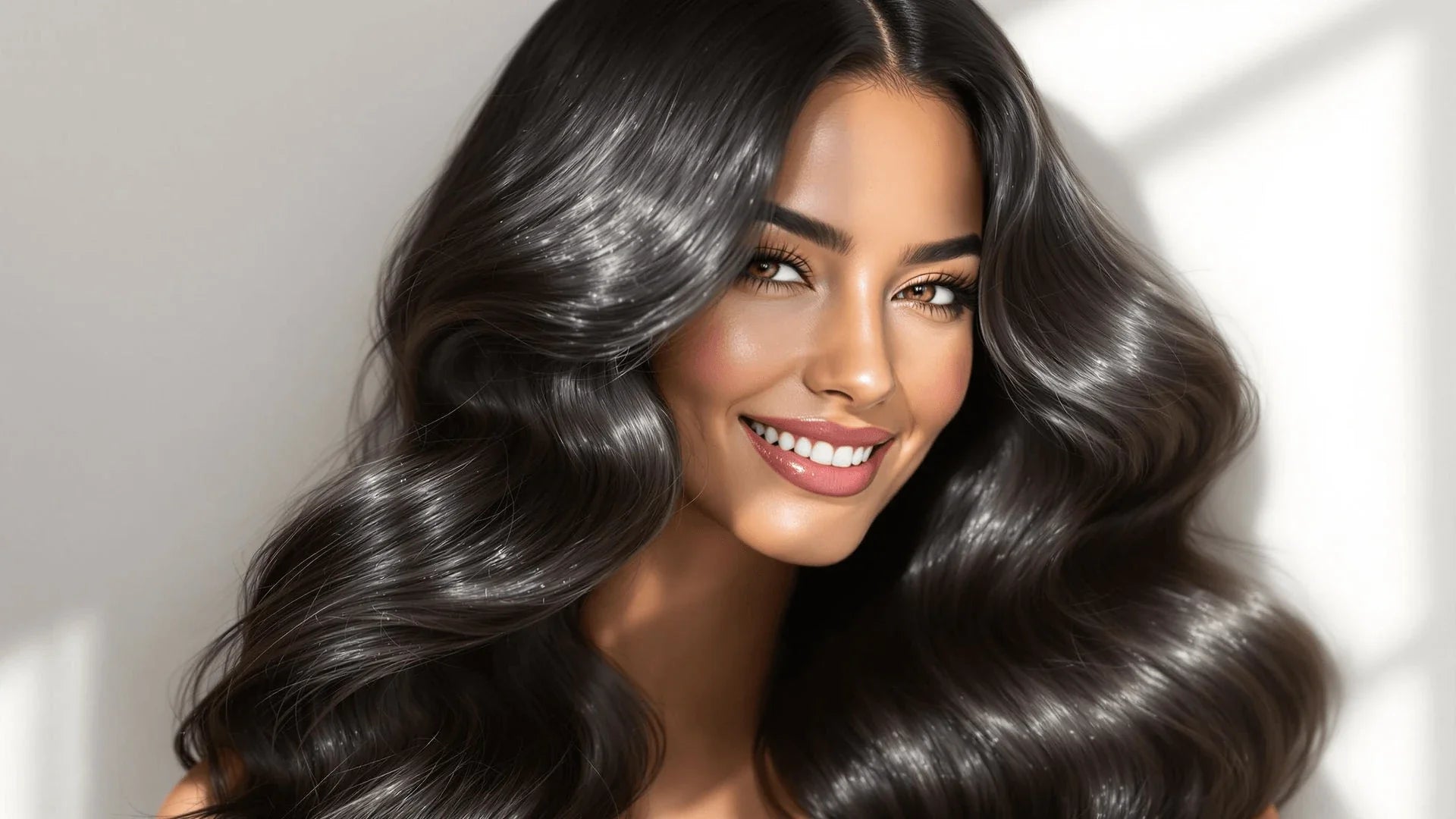 Glamorous woman with wavy blonde hair styled with luxury conditioners for sale.