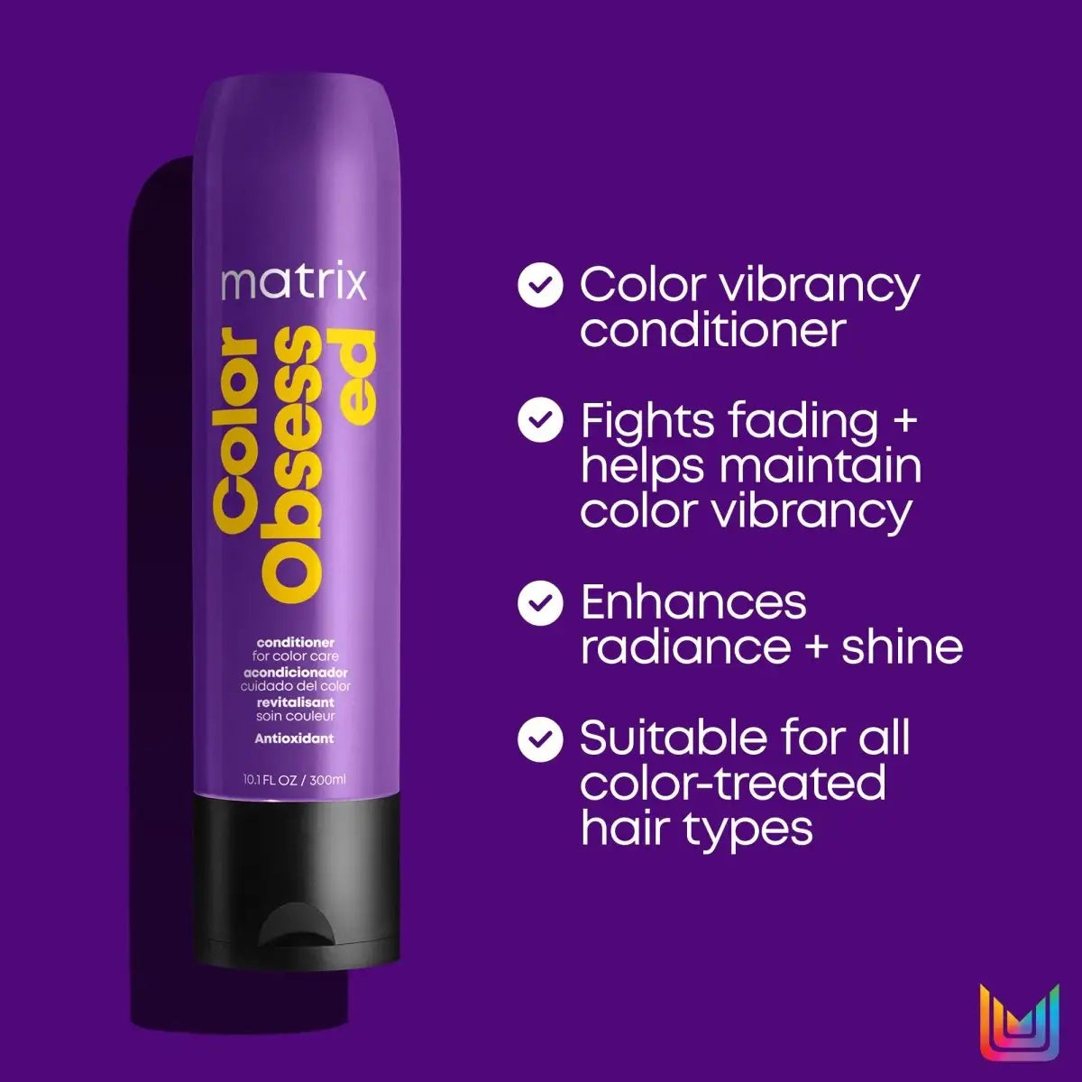 Purple Matrix Color Obsessed Conditioner bottle from Matrix For Color Treated Hair Care Products