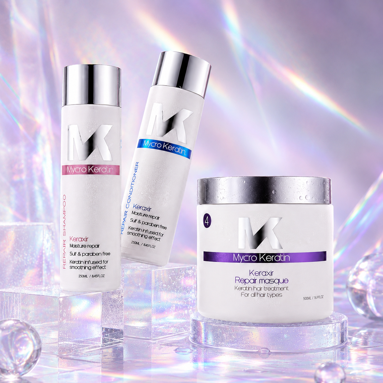Mycro Keratin professional hair care range — Keraxir, Madame Madam, Kroma, Tone & Treat and Magic Collection. Eliminates frizz, repairs damage, restores shine. Available at Partners Hair.