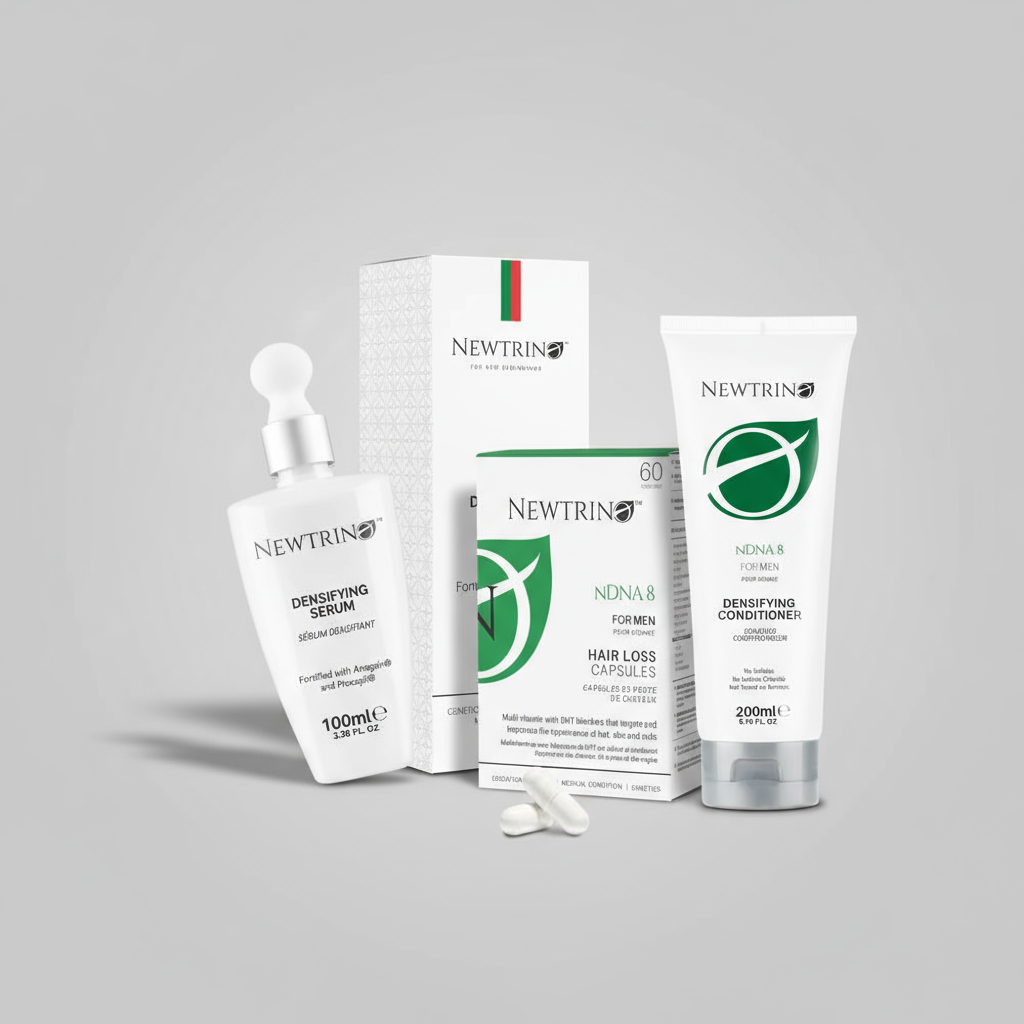 Newtrino advanced hair growth solutions including conditioners, scalp serums and hair growth capsules for men and women