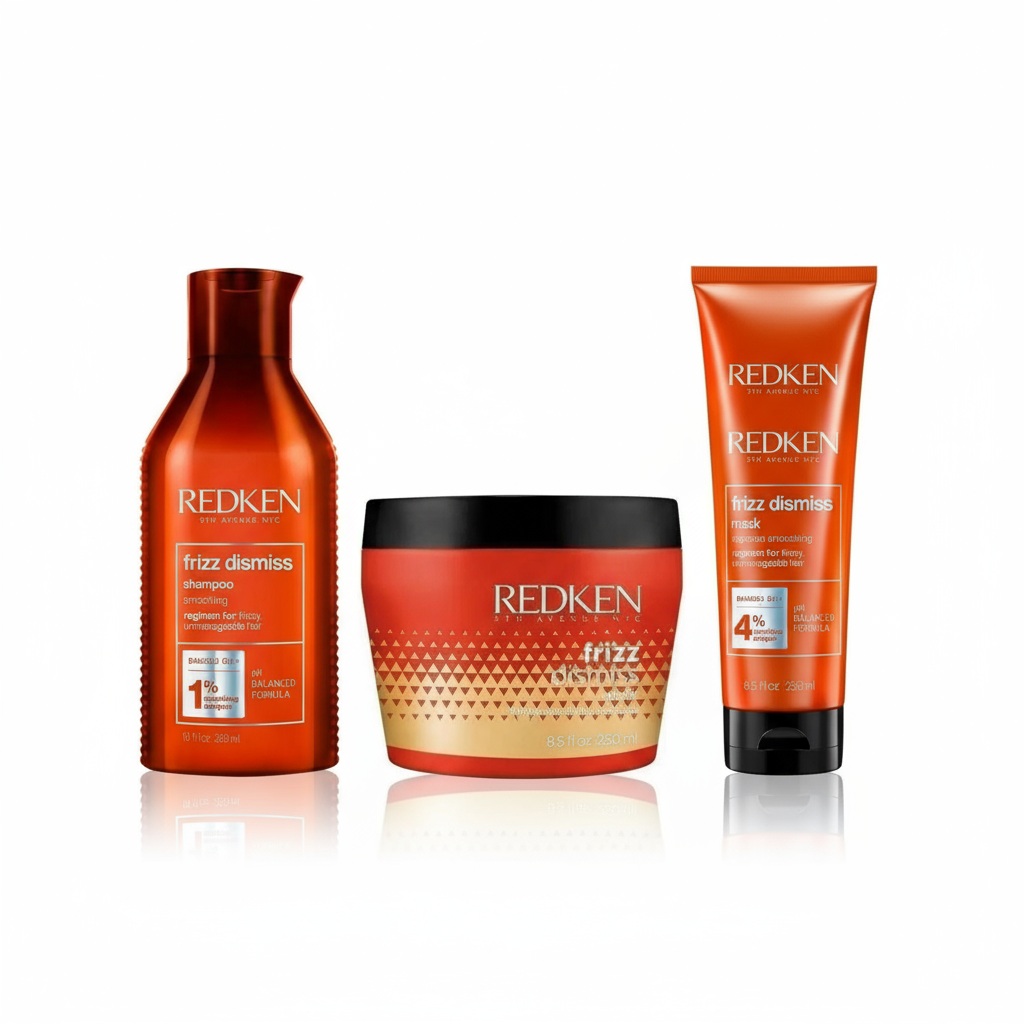 Redken Frizz Dismiss collection - anti-frizz shampoo, smoothing mask and humidity control hair care products