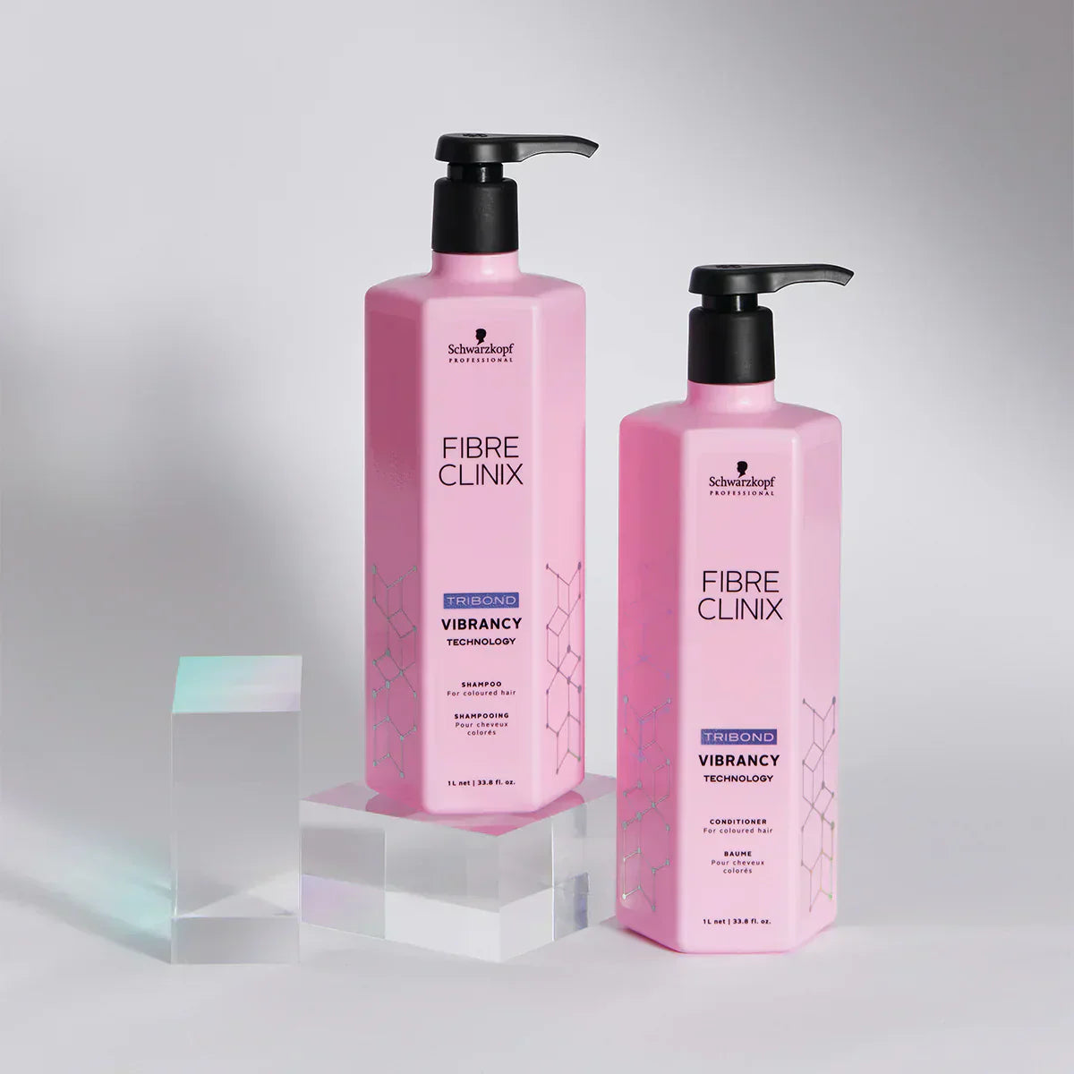 Schwarzkopf Fibre Clinix Advanced Haircare Solutions bottles showcasing innovative vibrancy technology for healthy hair.