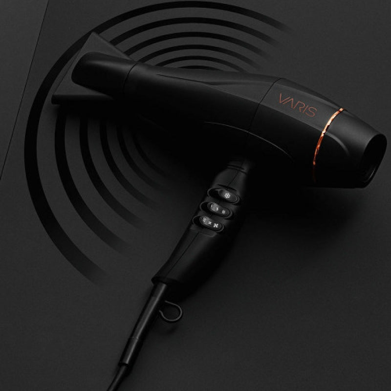 VARIS hair dryer: sleek black with orange accent; perfect addition to Varis collection.