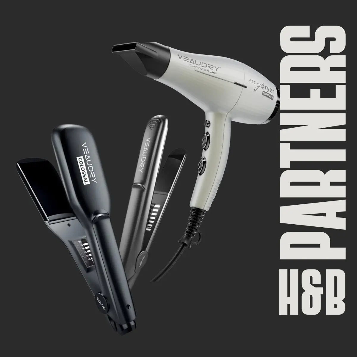 Veaudry hair styling tools: premium hairdryer and straighteners for professional results.