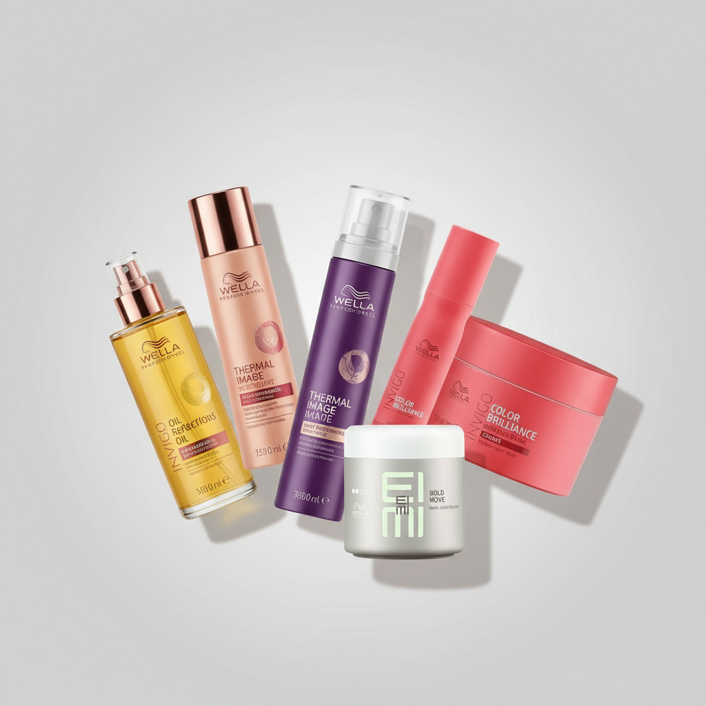 Wella Professionnel professional salon hair care products including oils, heat protectants, color masks and styling products