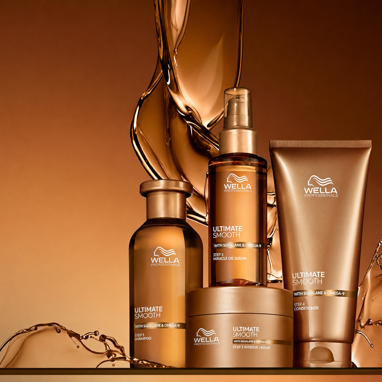 Wella Professionnel professional salon hair care products including oils, heat protectants, color masks and styling products