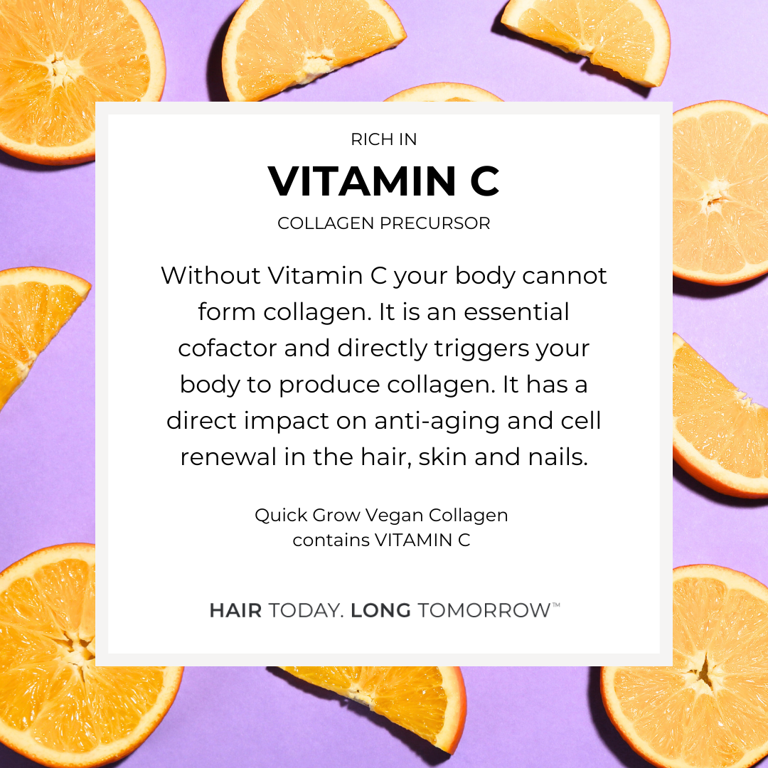 Vitamin C ingredient benefit graphic for Quick Grow Chocolate Vegan Collagen 450g