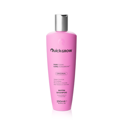 Quick Grow Biotin Shampoo 250ml official product packaging, front view