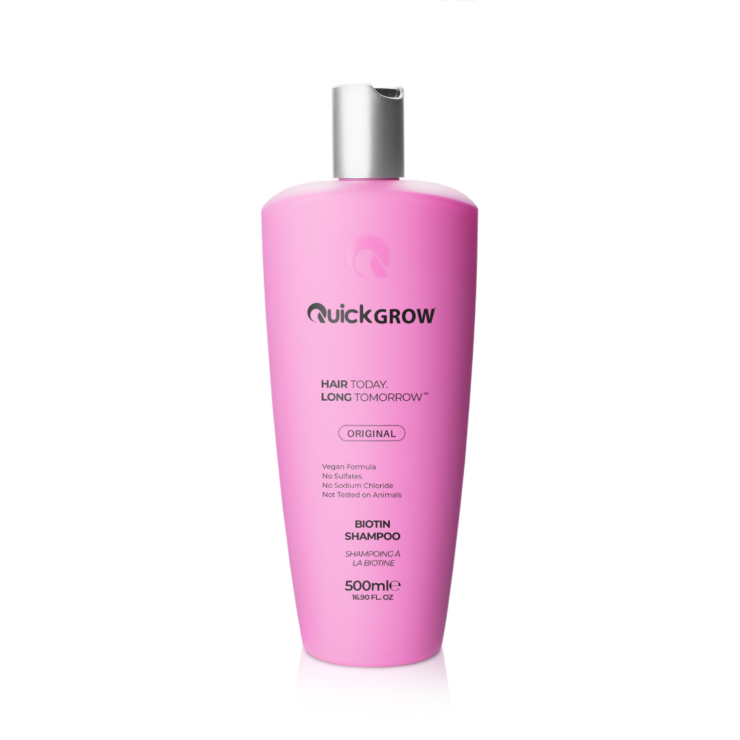 Quick Grow Sulphate-Free Biotin Shampoo 500ml official product packaging, front view