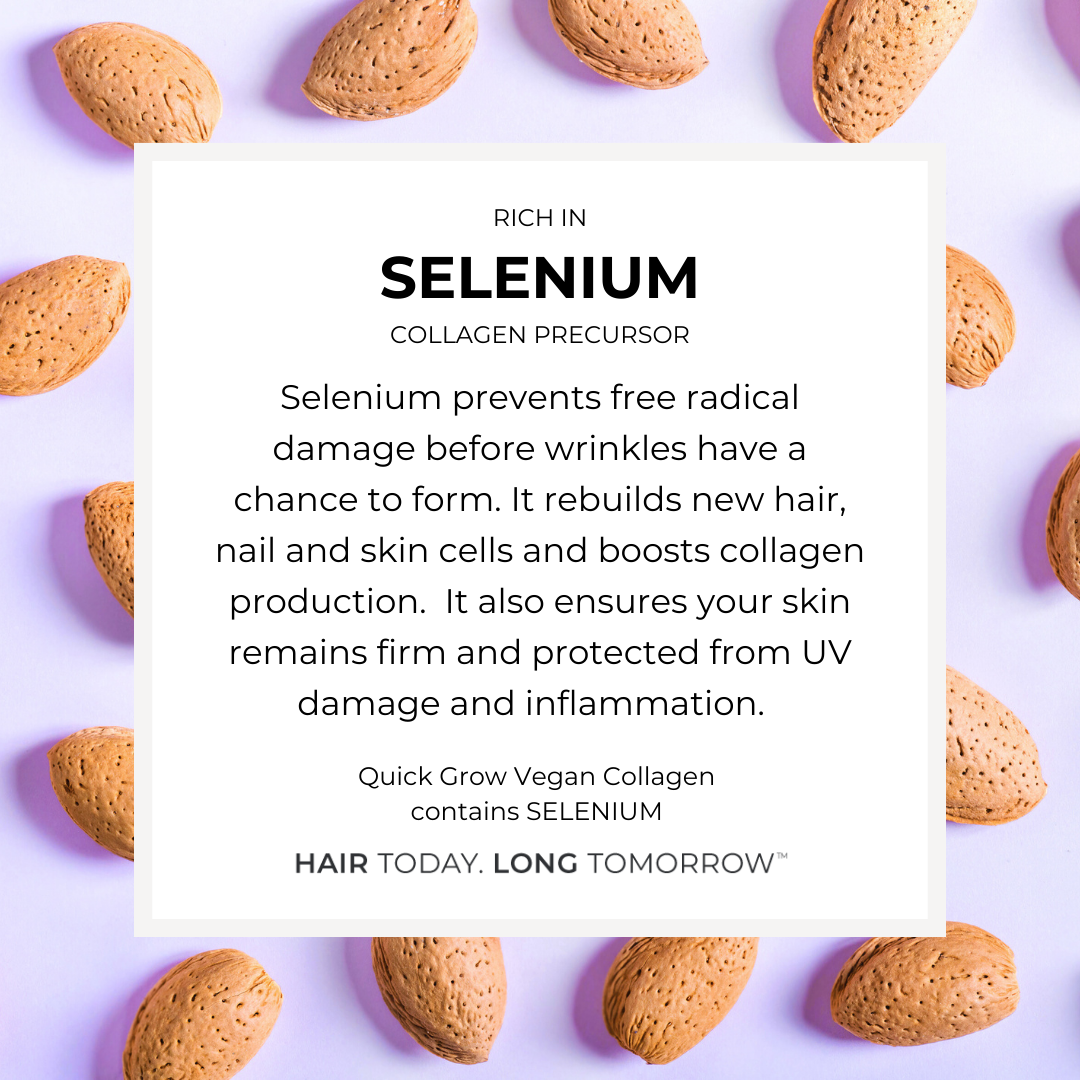 Selenium ingredient benefit graphic for Quick Grow Chocolate Vegan Collagen 450g