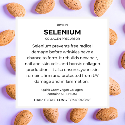 Selenium ingredient benefit graphic for Quick Grow Chocolate Vegan Collagen 450g