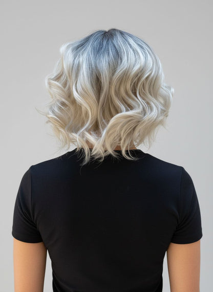 Ruby Platinum Blonde Bob Wig - Short Wavy Synthetic Hair