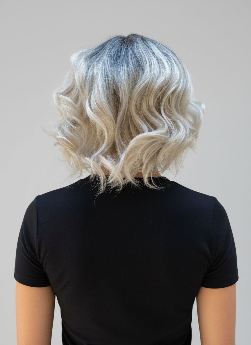 Ruby Platinum Blonde Bob Wig - Short Wavy Synthetic Hair