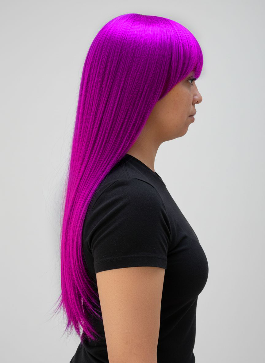 Ruby Wigs | Mia Long Sleek Purple Synthetic Wig With Long Fringe