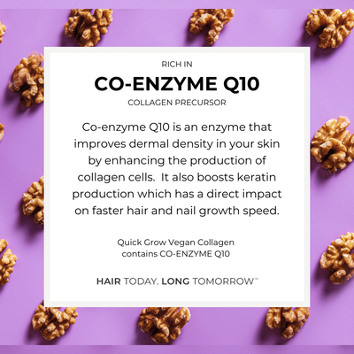 Coenzyme Q10 ingredient benefit graphic for Quick Grow Chocolate Vegan Collagen 450g