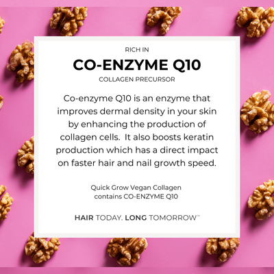 Coenzyme Q10 ingredient benefit graphic for Quick Grow Strawberry Vegan Collagen 450g