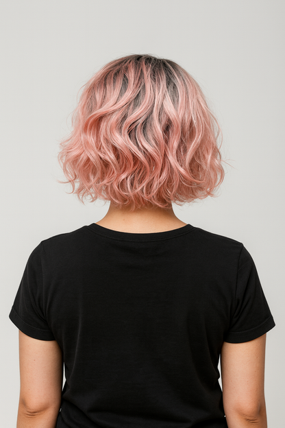 Ruby Wigs | Rosalie Dusty pastel Ombre pink wig with Short cascading flicks