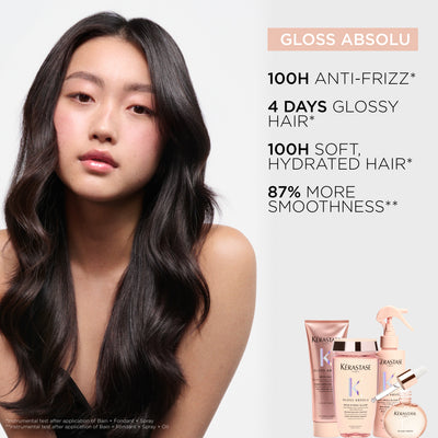 Kerastase Gloss Absolu: Achieve glossy, smooth, anti-frizz hair. Shop the collection for ultimate shine!