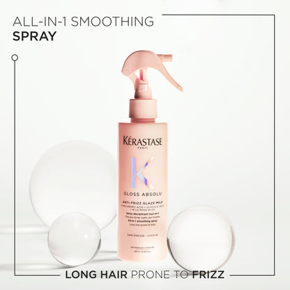 Kerastase Gloss Absolu Anti-Frizz Spray: Smoothing leave-in for long hair, controls frizz & boosts shine. #Kerastase #HairCare