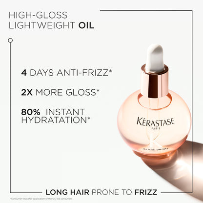 Kerastase Gloss Absolu Hair Oil: Anti-Frizz, Lightweight Shine for Long Hair. Glaze Drops for 4-Day Frizz Control & 2X Gloss