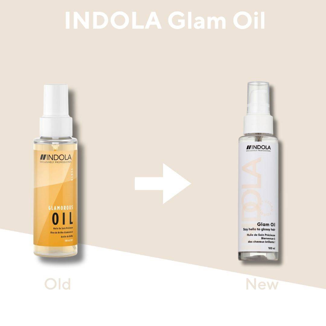 Indola Glam Oil: Old vs New Packaging. Glossy Hair Serum Comparison.