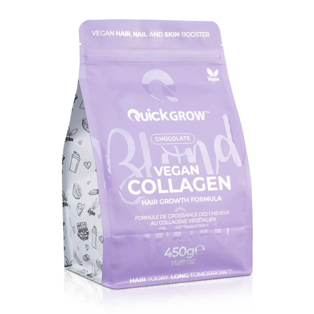 Quick Grow Chocolate Vegan Collagen 450g official product packaging, front view