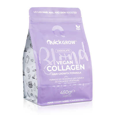 Quick Grow Chocolate Vegan Collagen 450g official product packaging, front view