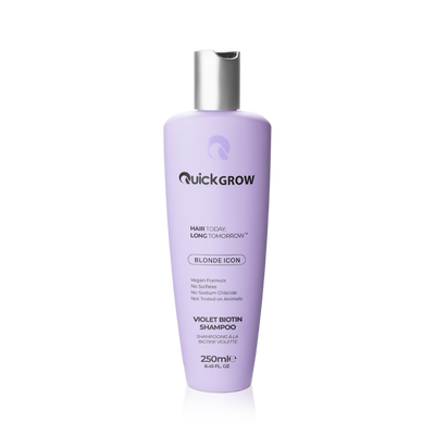 Quick Grow Blonde Icon Violet Shampoo 250ml official product packaging, front view